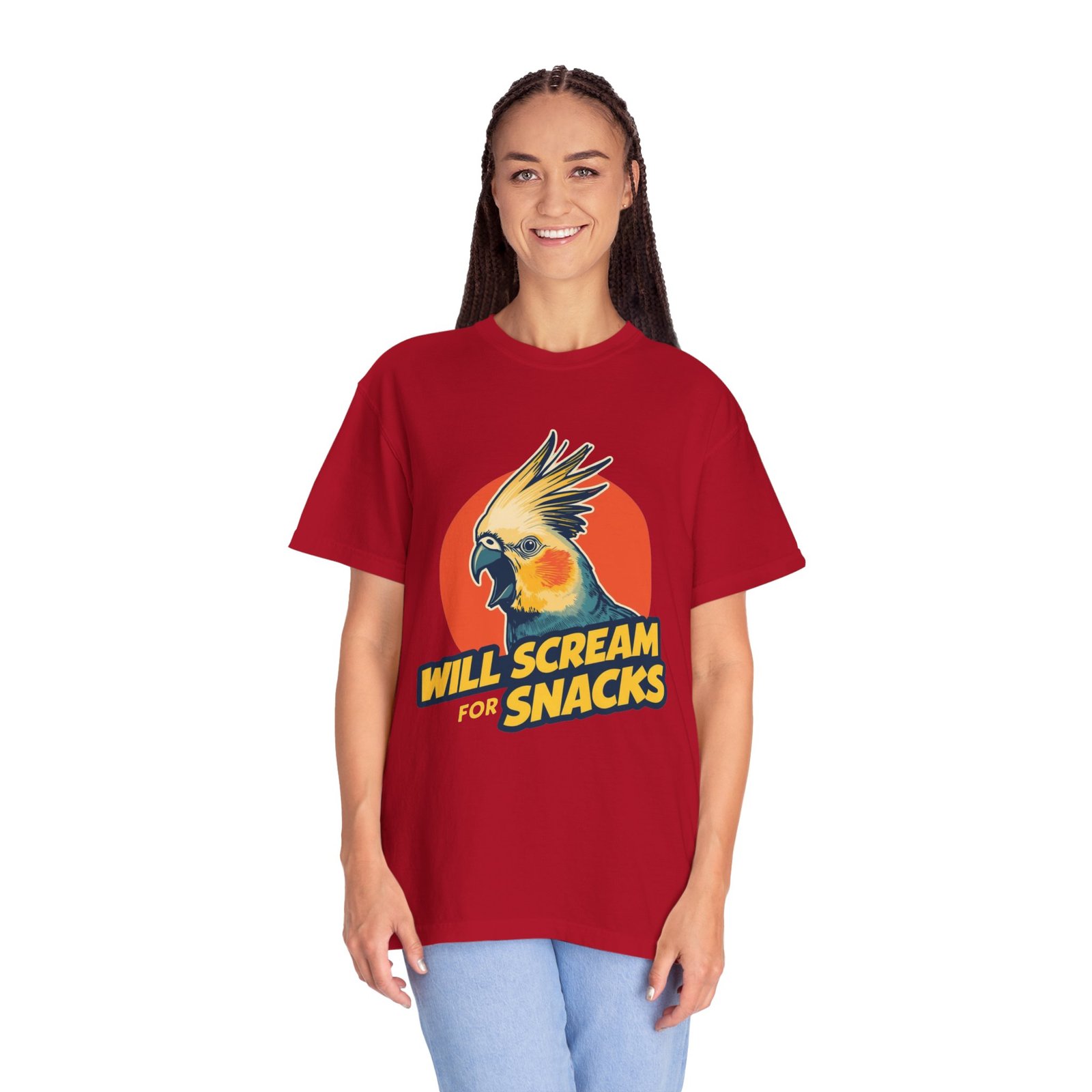 Will Scream for Snacks Cockatiel T-Shirt — Funny Bird Lover Tee - Image 28