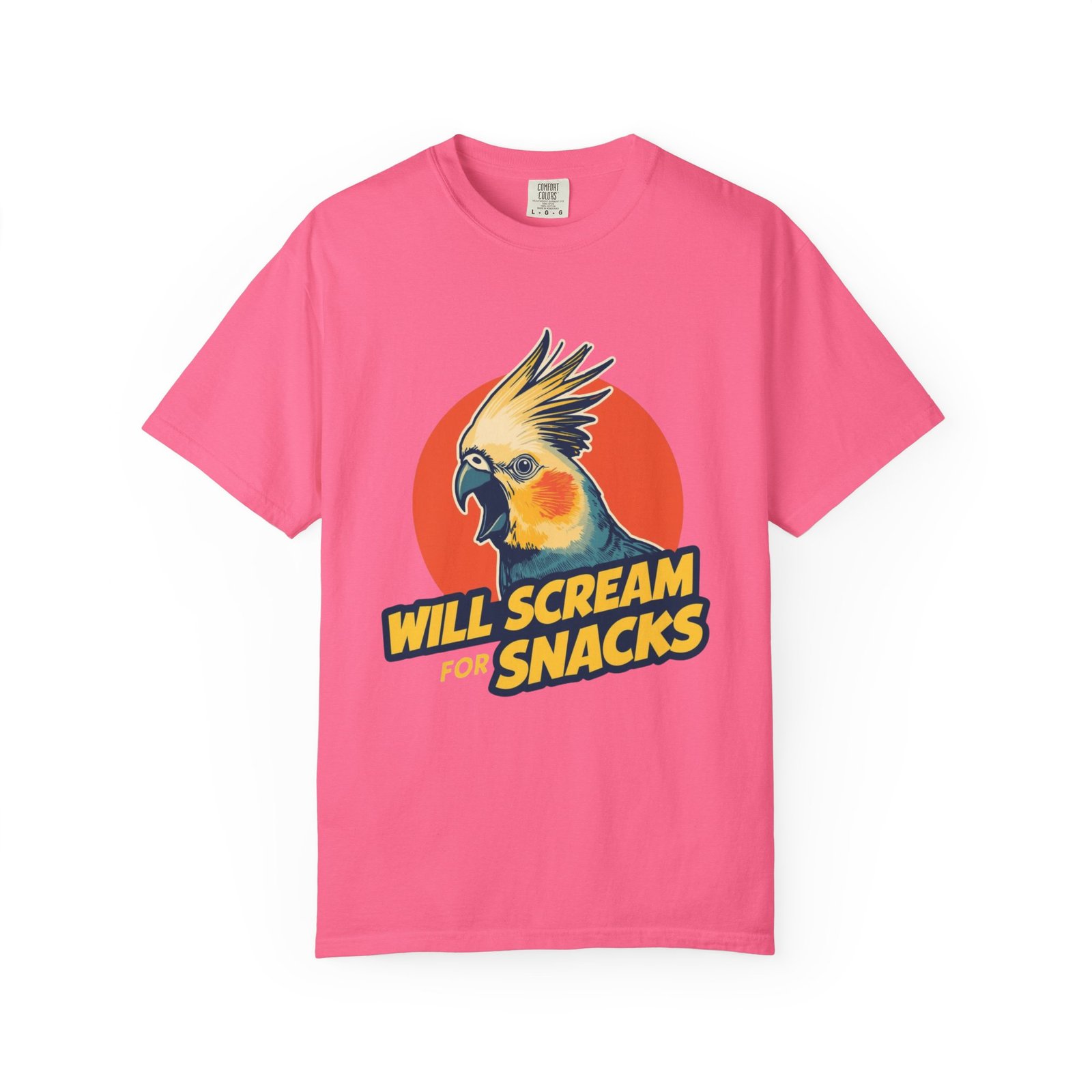 Will Scream for Snacks Cockatiel T-Shirt — Funny Bird Lover Tee - Image 21