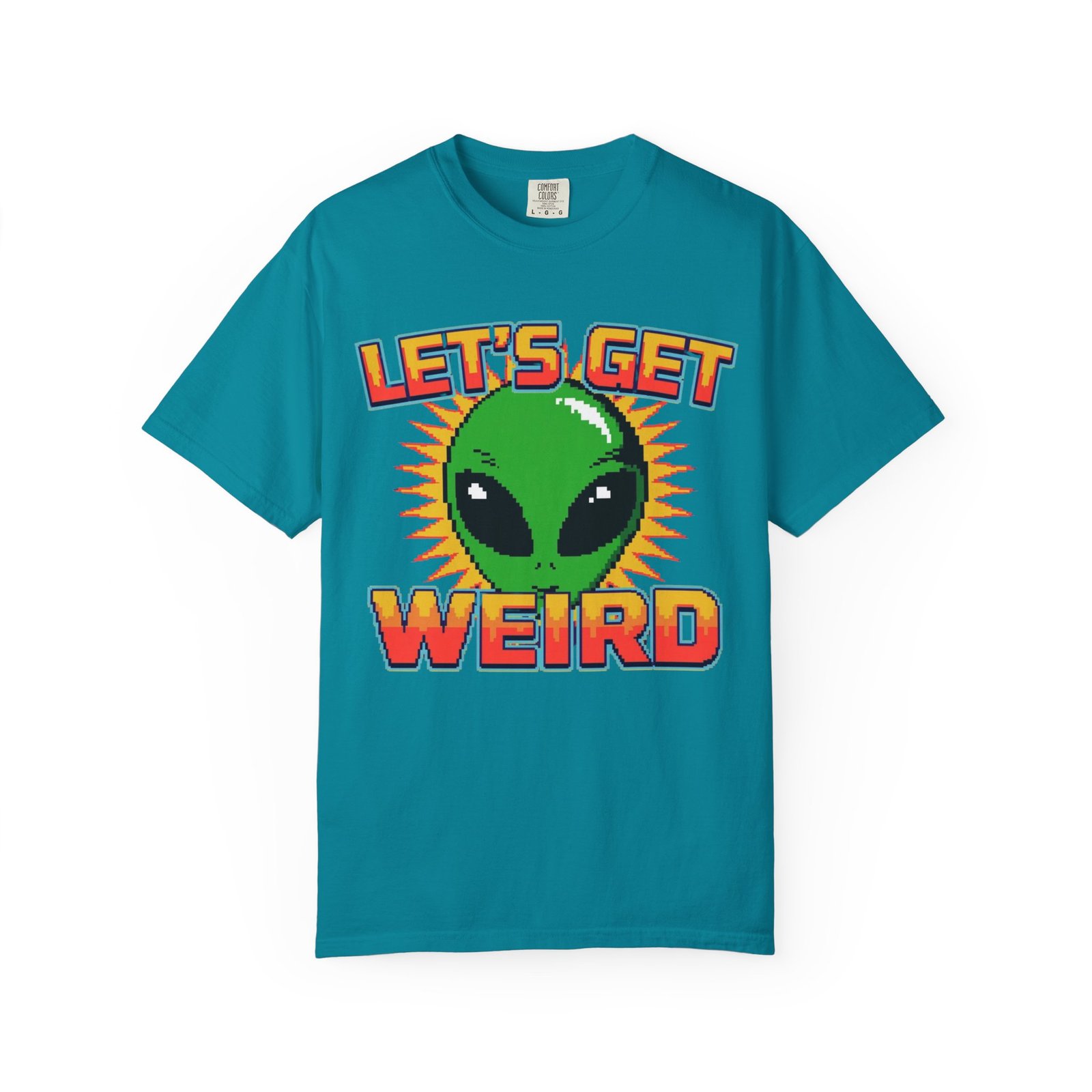 Let's Get Weird Alien T-Shirt, Unisex Garment-Dyed Tee, Fun Graphic Top, Quirky Casual Wear, Unique Gift for Space Lovers - Image 8