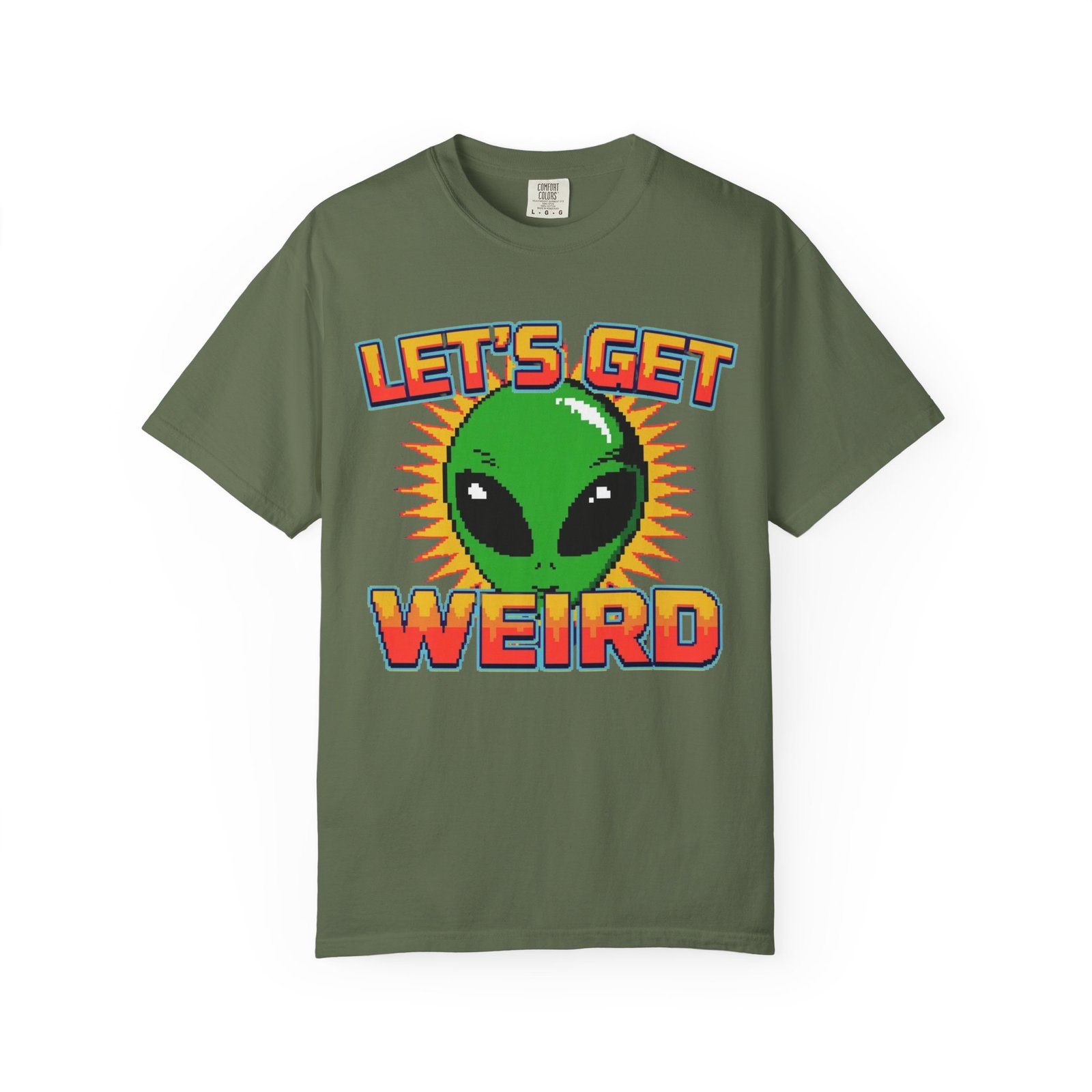 Let's Get Weird Alien T-Shirt, Unisex Garment-Dyed Tee, Fun Graphic Top, Quirky Casual Wear, Unique Gift for Space Lovers - Image 4
