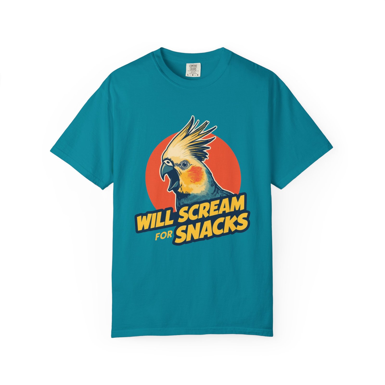 Will Scream for Snacks Cockatiel T-Shirt — Funny Bird Lover Tee - Image 13