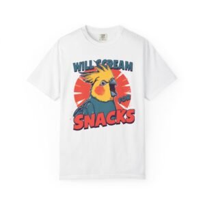 Cockatiel “Will Scream For Snacks” Graphic T-Shirt