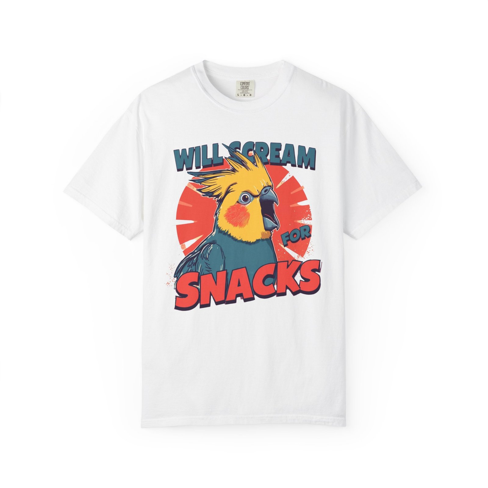 Cockatiel “Will Scream For Snacks” Graphic T-Shirt