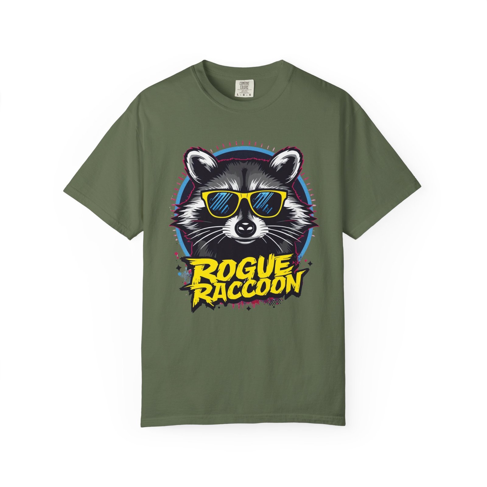 Rogue Raccoon Graphic T-Shirt — Cool Sunglasses Retro Streetwear Tee - Image 3