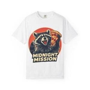 Midnight Mission Graphic Tee | Funny Raccoon Pizza T-shirt, Unisex T-shirt, Casual Wear, Gift for Pizza Lovers, Summer Tee