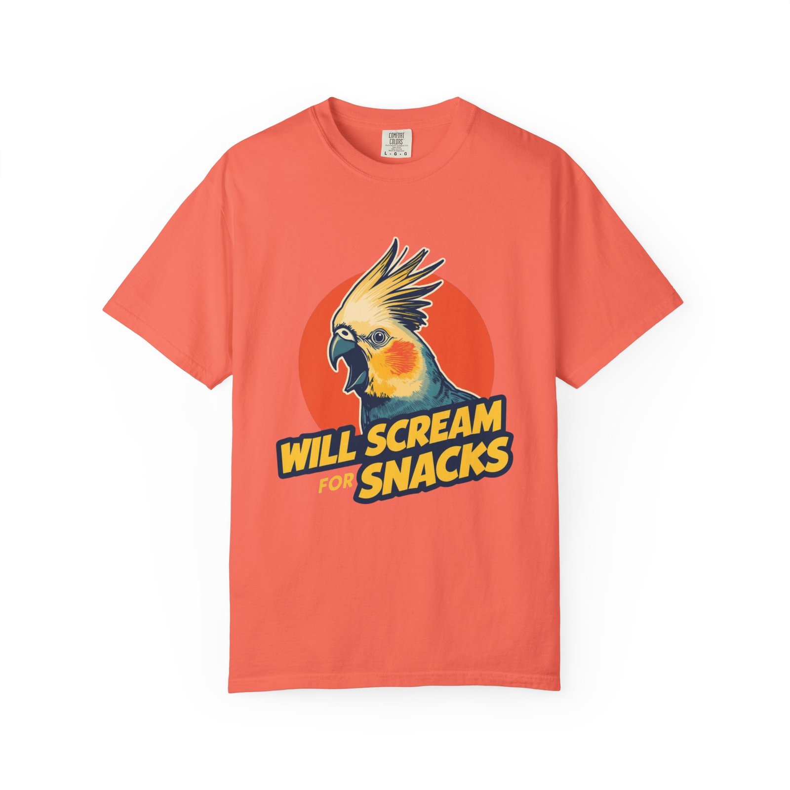 Will Scream for Snacks Cockatiel T-Shirt — Funny Bird Lover Tee - Image 5