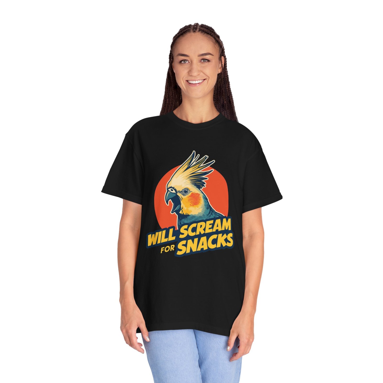 Will Scream for Snacks Cockatiel T-Shirt — Funny Bird Lover Tee - Image 20