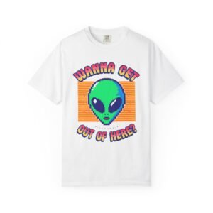 Retro Alien Graphic Tee, Cool T-shirt, Gift for Nerds, Casual Wear, Fun Statement Shirt, Unisex Alien Shirt, Sci-Fi Apparel