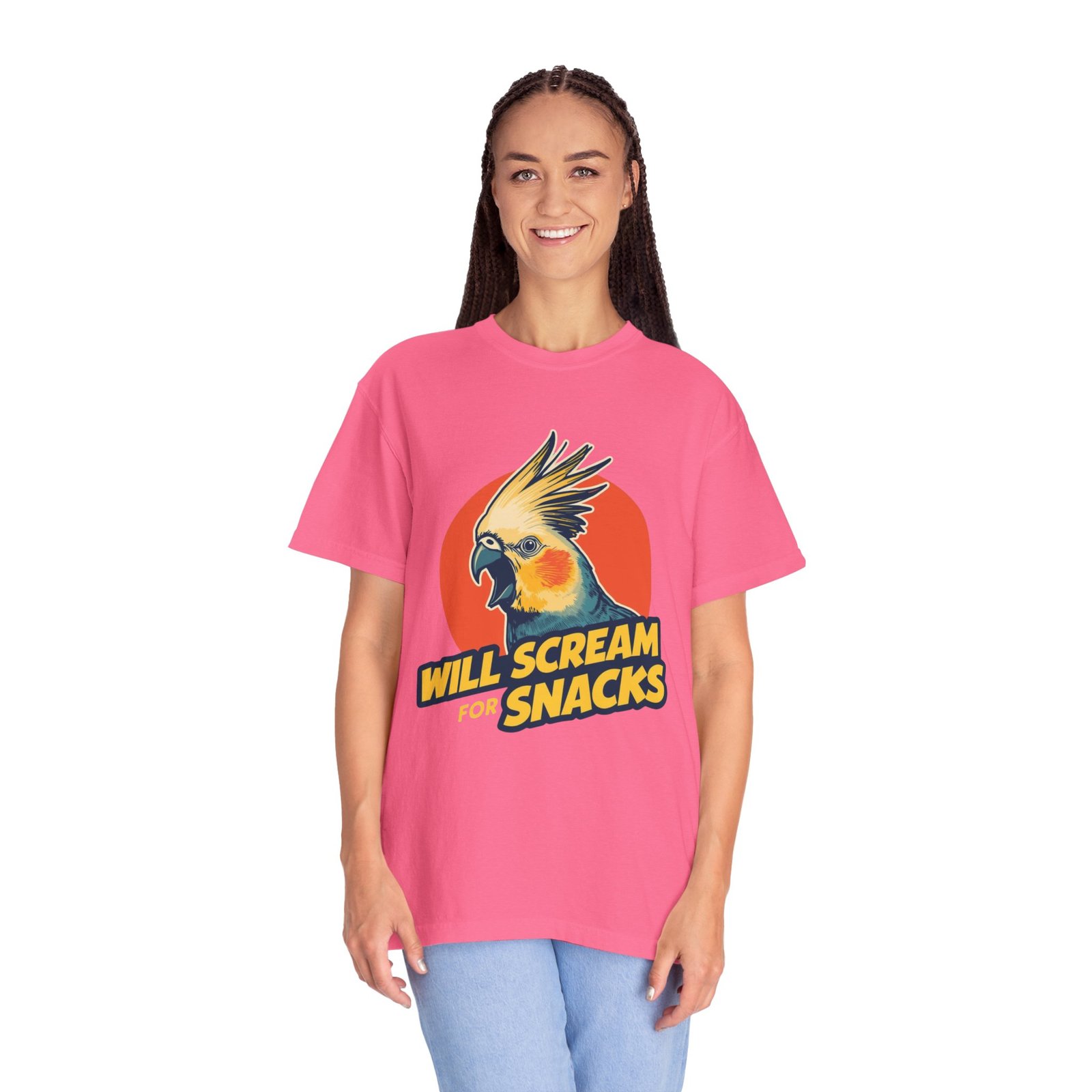 Will Scream for Snacks Cockatiel T-Shirt — Funny Bird Lover Tee - Image 24