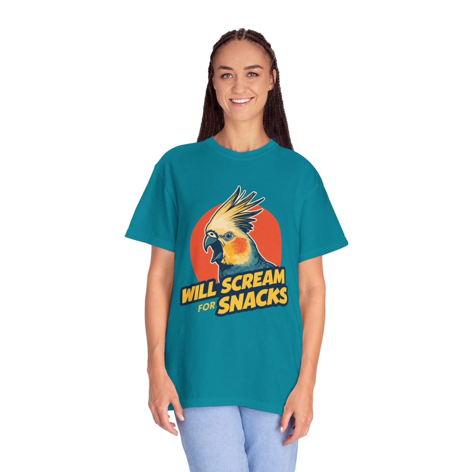 Will Scream for Snacks Cockatiel T-Shirt — Funny Bird Lover Tee - Image 16