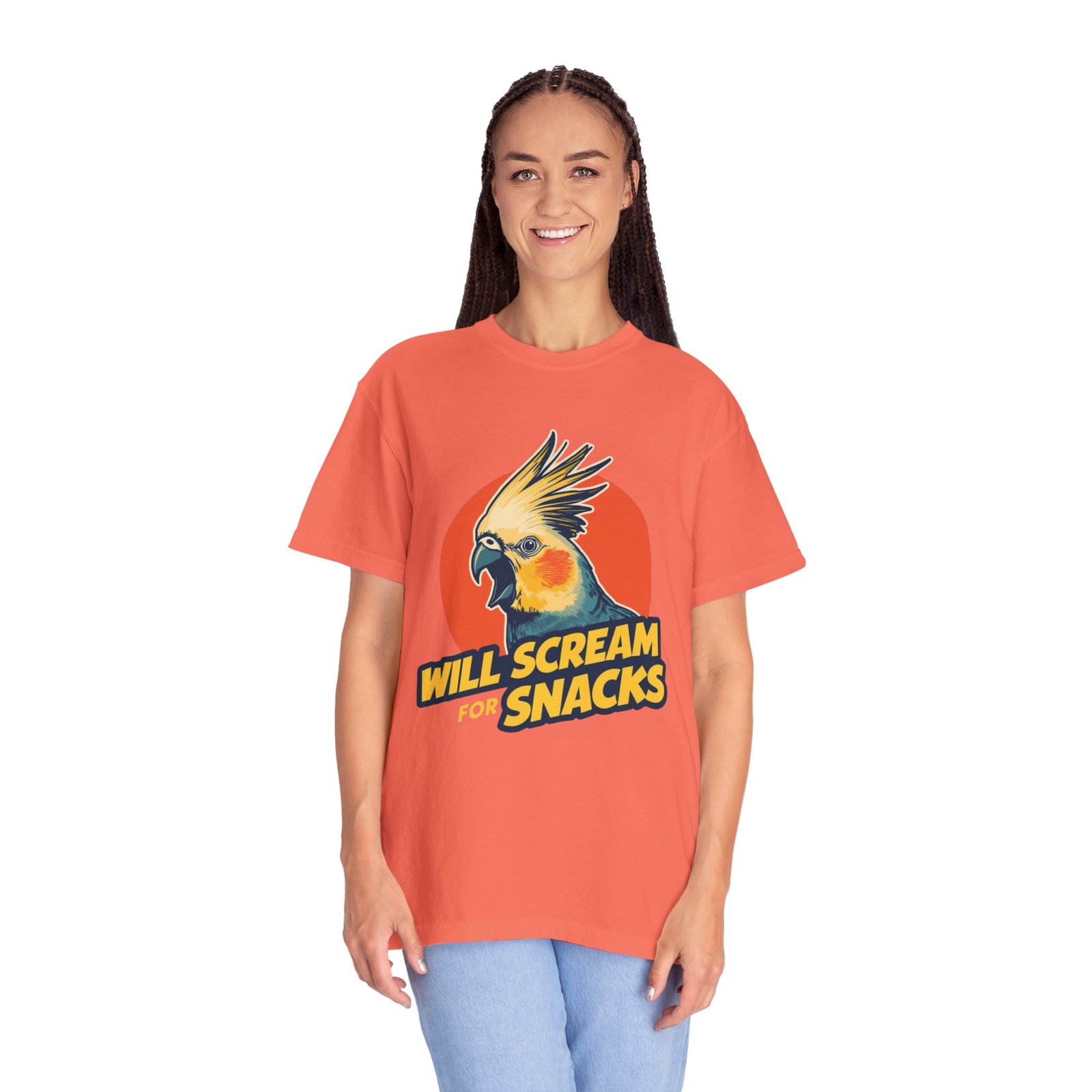 Will Scream for Snacks Cockatiel T-Shirt — Funny Bird Lover Tee - Image 8