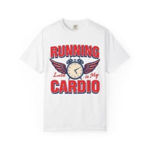 Running Is My Cardio T-Shirt — Vintage Winged Stopwatch Graphic
