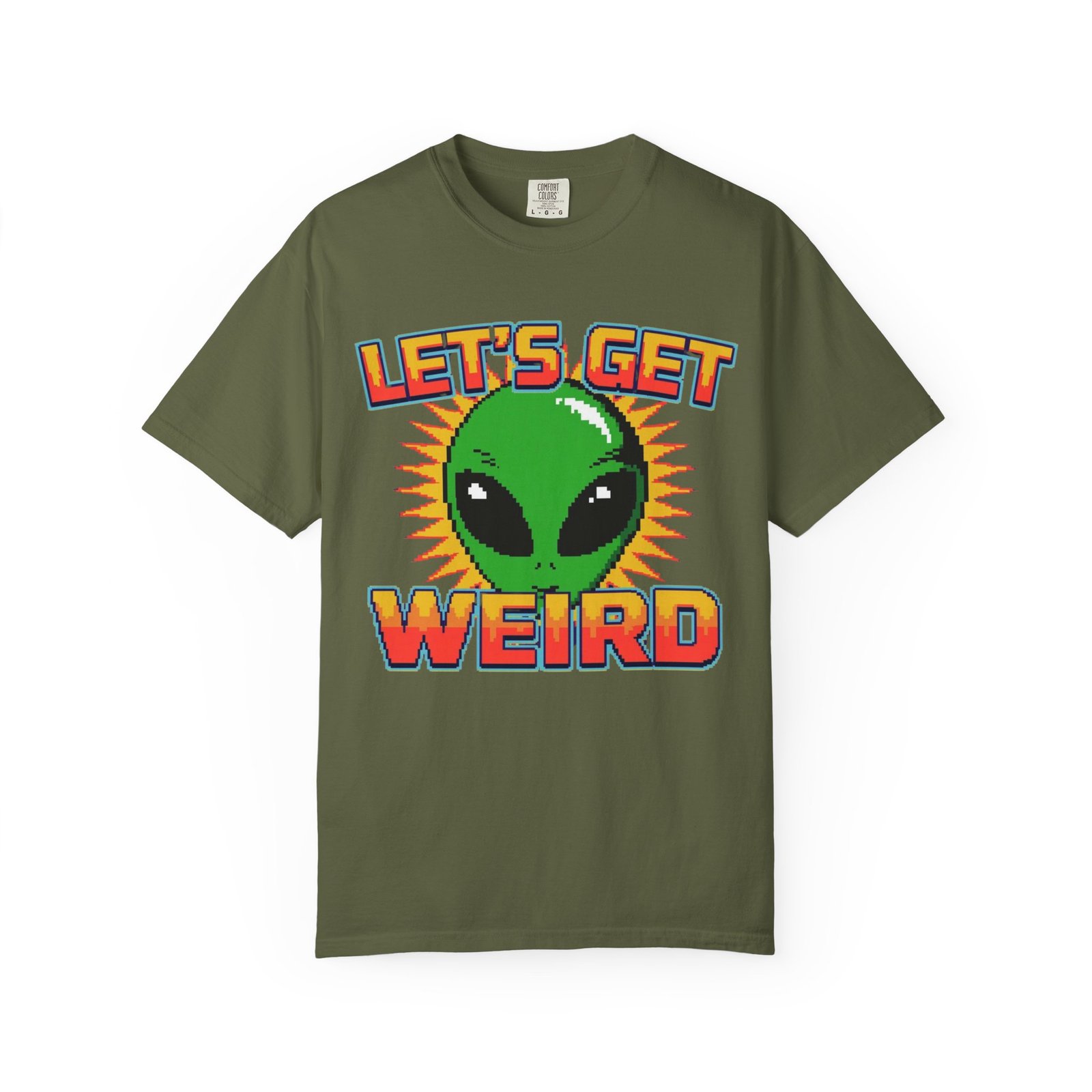 Let's Get Weird Alien T-Shirt, Unisex Garment-Dyed Tee, Fun Graphic Top, Quirky Casual Wear, Unique Gift for Space Lovers - Image 5